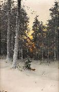 Mauritz Lindstrom Fox in Winter Forest oil painting reproduction
